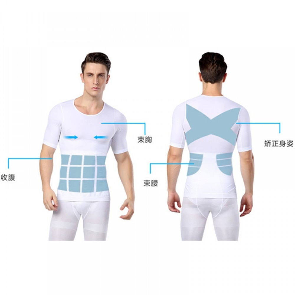 Hot Men Shapers Summer Solid Compression T Shirt Firm Tummy Belly Buster Vest Control Slimming Body Shaper Underwear Shirt