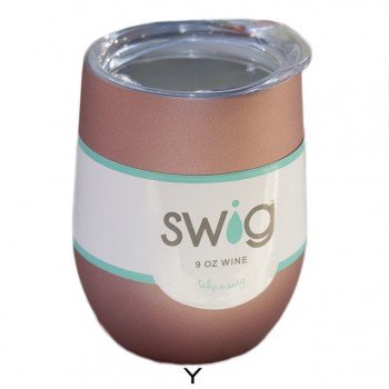 Christmas Gift Swig Cups 9oz/6oz Egg Shaped Cup 304 Stainless Steel Tumber Mug with Lid Wine Beer Cup Vacuum Thermos Rose Gold