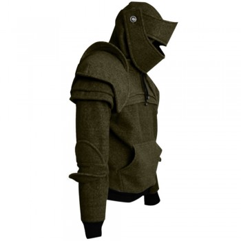 Mens Retro Drawstring Knight Sweater with Mask Protecting Elbow Knight Sweatshirt Winter Windproof Warm Keeping Hoodie Men 2019