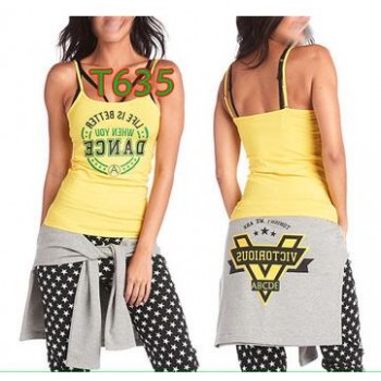 S M L Woman Dance vest Tank racerback black/yellow T635