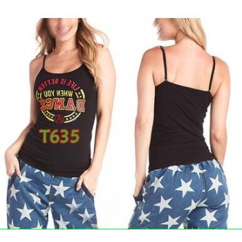 S M L Woman Dance vest Tank racerback black/yellow T635