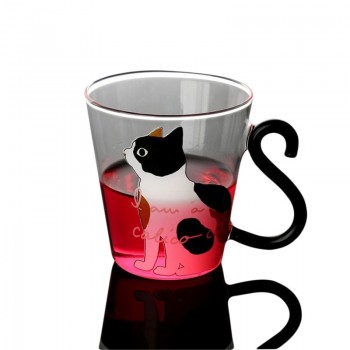 Justdolife 8.5oz Cute Creative Cat Milk Coffee Mug Water Glass Mug Cup Tea Cup Cartoon Kitty Home Office Cup For Fruit Juice
