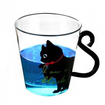 Justdolife 8.5oz Cute Creative Cat Milk Coffee Mug Water Glass Mug Cup Tea Cup Cartoon Kitty Home Office Cup For Fruit Juice