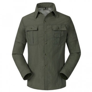 Removable Breathable Quick Dry Waterproof Outdoor Hiking Shirt Men Trekking Mountain Fishing Clothing Camping Male Shirts,AM043