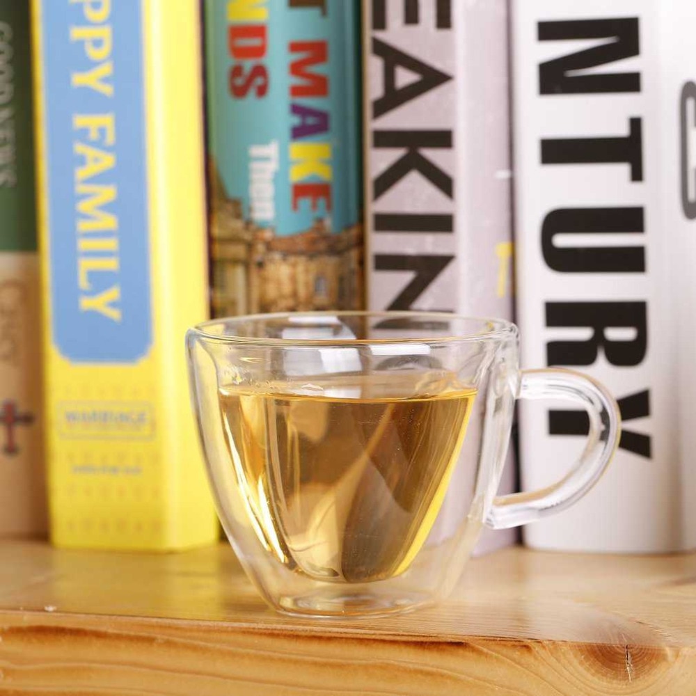 Heart Love Shaped Transparent Glass Double Wall Milk Glass Cup Coffee Tea Milk Beer Cup Juice Mug Heat Resistance Drinkware