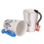 Wholesale Guitar Ceramic Cup Personality Music Note Milk Juice Lemon Mug Coffee Tea Cup Home Office Drinkware Unique Gift
