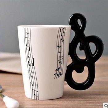 Wholesale Guitar Ceramic Cup Personality Music Note Milk Juice Lemon Mug Coffee Tea Cup Home Office Drinkware Unique Gift