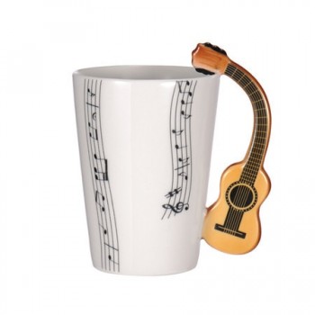 Wholesale Guitar Ceramic Cup Personality Music Note Milk Juice Lemon Mug Coffee Tea Cup Home Office Drinkware Unique Gift
