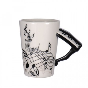 Wholesale Guitar Ceramic Cup Personality Music Note Milk Juice Lemon Mug Coffee Tea Cup Home Office Drinkware Unique Gift