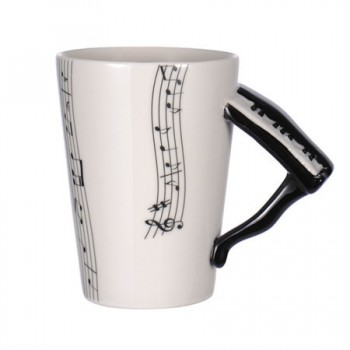 Wholesale Guitar Ceramic Cup Personality Music Note Milk Juice Lemon Mug Coffee Tea Cup Home Office Drinkware Unique Gift
