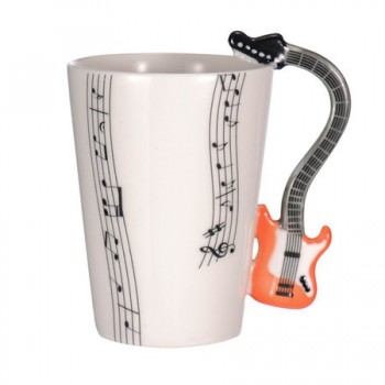 Wholesale Guitar Ceramic Cup Personality Music Note Milk Juice Lemon Mug Coffee Tea Cup Home Office Drinkware Unique Gift