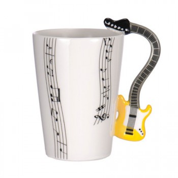 Wholesale Guitar Ceramic Cup Personality Music Note Milk Juice Lemon Mug Coffee Tea Cup Home Office Drinkware Unique Gift