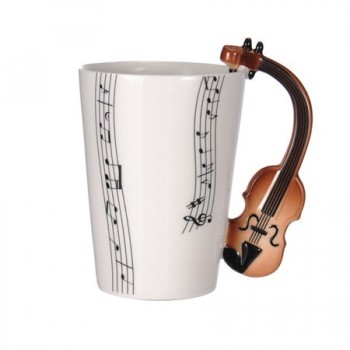 Wholesale Guitar Ceramic Cup Personality Music Note Milk Juice Lemon Mug Coffee Tea Cup Home Office Drinkware Unique Gift