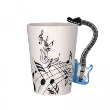 Wholesale Guitar Ceramic Cup Personality Music Note Milk Juice Lemon Mug Coffee Tea Cup Home Office Drinkware Unique Gift