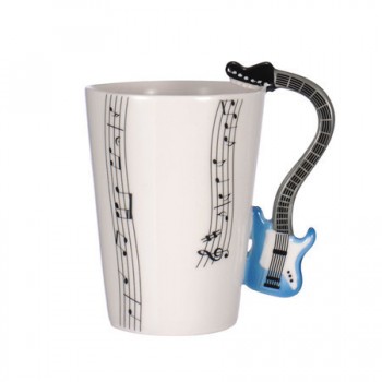 Wholesale Guitar Ceramic Cup Personality Music Note Milk Juice Lemon Mug Coffee Tea Cup Home Office Drinkware Unique Gift