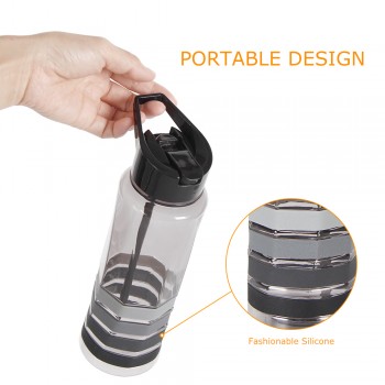 730ml Sport Water Bottle Capacity sports bottles Tour Colorful silicone non-slip Handle water bottles With straw bpa free 2018