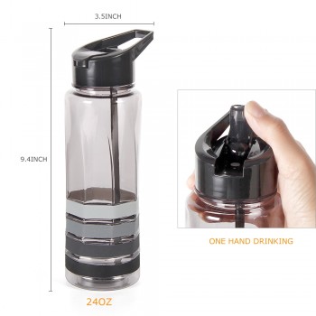 730ml Sport Water Bottle Capacity sports bottles Tour Colorful silicone non-slip Handle water bottles With straw bpa free 2018