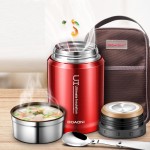 BOAONI 750ml Thermos Food Jar Vacuum Insulated Stainless Steel Thermal Kitchen Lunch Box Keep Heat Containers With Folding Spoon