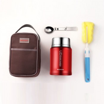 BOAONI 750ml Thermos Food Jar Vacuum Insulated Stainless Steel Thermal Kitchen Lunch Box Keep Heat Containers With Folding Spoon
