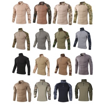 Camouflage Military Tactical Combat Long Sleeve Shirt Force Multicam Camo Army Men T-Shirt Hiking Hunting Climbing Shooting