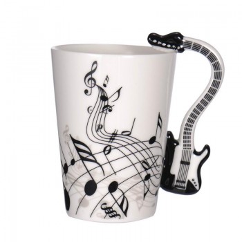 Creative Music Violin Guitar Ceramic Mug Coffee Tea Milk Stave Cups with Handle Coffee Mug Novelty Gifts for Wedding Birthday