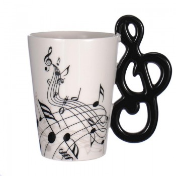 Creative Music Violin Guitar Ceramic Mug Coffee Tea Milk Stave Cups with Handle Coffee Mug Novelty Gifts for Wedding Birthday