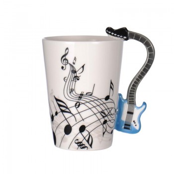 Creative Music Violin Guitar Ceramic Mug Coffee Tea Milk Stave Cups with Handle Coffee Mug Novelty Gifts for Wedding Birthday