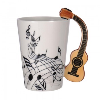 Creative Music Violin Guitar Ceramic Mug Coffee Tea Milk Stave Cups with Handle Coffee Mug Novelty Gifts for Wedding Birthday