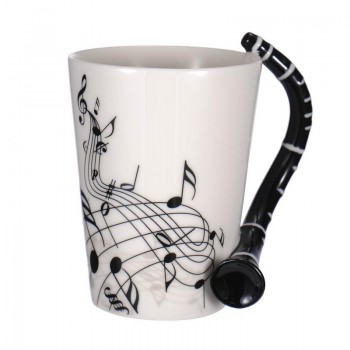 Creative Music Violin Guitar Ceramic Mug Coffee Tea Milk Stave Cups with Handle Coffee Mug Novelty Gifts for Wedding Birthday