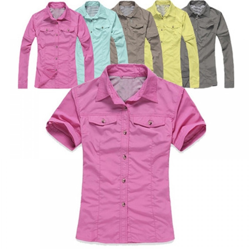 2018 New Women Summer Removable Fishing Shirt Outdoor Sport Quick Dry Removable Shirts Breathable UV Hiking Camping Clothing 092