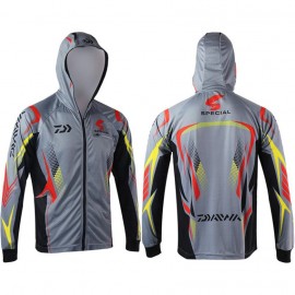 New 2018 Fishing Clothing Gray Breathable Sunscreen Shirt Men Quick Drying Upf 50+ Long Sleeve Hooded Sport Fishing Shirts