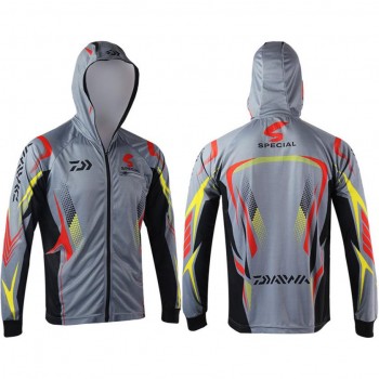 New 2018 Fishing Clothing Gray Breathable Sunscreen Shirt Men Quick Drying Upf 50+ Long Sleeve Hooded Sport Fishing Shirts