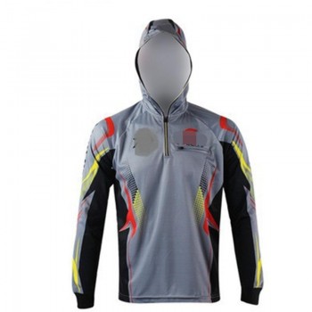 New 2018 Fishing Clothing Gray Breathable Sunscreen Shirt Men Quick Drying Upf 50+ Long Sleeve Hooded Sport Fishing Shirts