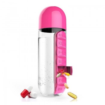 600ML Water Plastic Bottle With Pill Box A Day Organizer Drinking Bottles hot water bottle travel