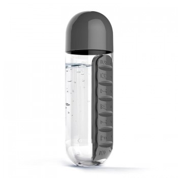 600ML Water Plastic Bottle With Pill Box A Day Organizer Drinking Bottles hot water bottle travel