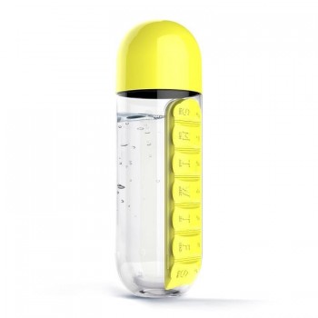 600ML Water Plastic Bottle With Pill Box A Day Organizer Drinking Bottles hot water bottle travel