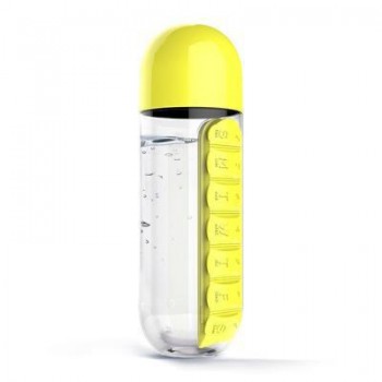 600ML Water Plastic Bottle With Pill Box A Day Organizer Drinking Bottles hot water bottle travel