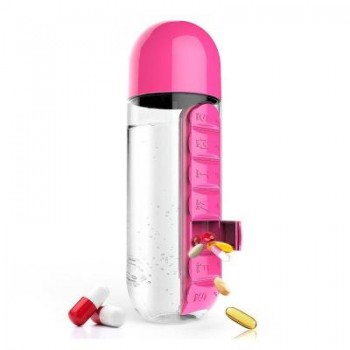 600ML Water Plastic Bottle With Pill Box A Day Organizer Drinking Bottles hot water bottle travel