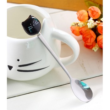 Ceramic Cute Cat Mugs With Spoon Coffee Tea Milk Animal Cups With Handle 400ml Drinkware Nice Gifts