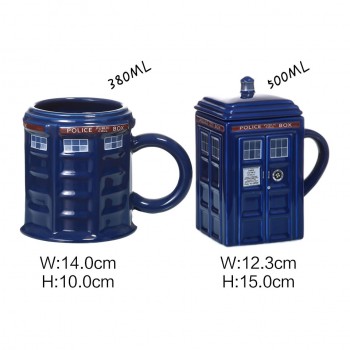 Doctor Who Tardis Police Box Ceramic Mug Cup With Lid Cover For Tea Coffee Mug Funny Creative Gift Christmas Presents Kids Men