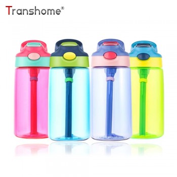 Transhome BPA FREE Water Bottle With Straw 500ml Tritan Plastic Bottles For Kids Bottles Portable Sports Bottle School Drinkware