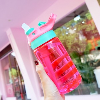 Transhome BPA FREE Water Bottle With Straw 500ml Tritan Plastic Bottles For Kids Bottles Portable Sports Bottle School Drinkware