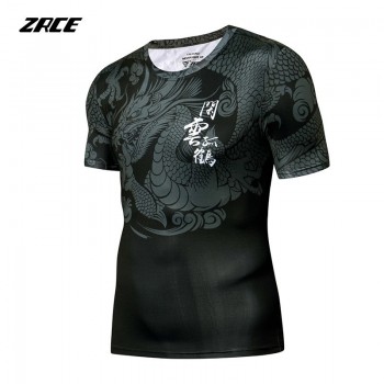 ZRCE sweat-absorbent breathable stretch fabric male basketball running fitness multifunctional training suit T-shirt