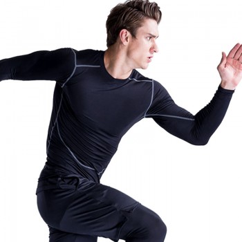 Men Gyms Clothing Fitness compression male tops Bodybuilding Long Sleeved Tshirt rashguard Quick-drying t-shirts UVprotector