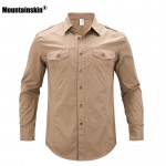 Mountainskin 5XL Mens Summer Cotton Shirt Outdoor Breathable Sports Fishing Clothing Trekking Hiking Camping Male Shirts VA235