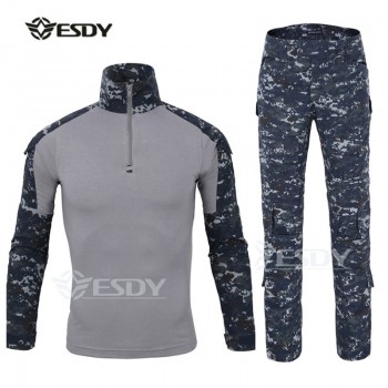 2 Pcs Mens Outdoor Tactical Shirt Sport Set Hiking Pants Camouflage Military Fishing Shirts Men  For Shooting Hunting Clothes