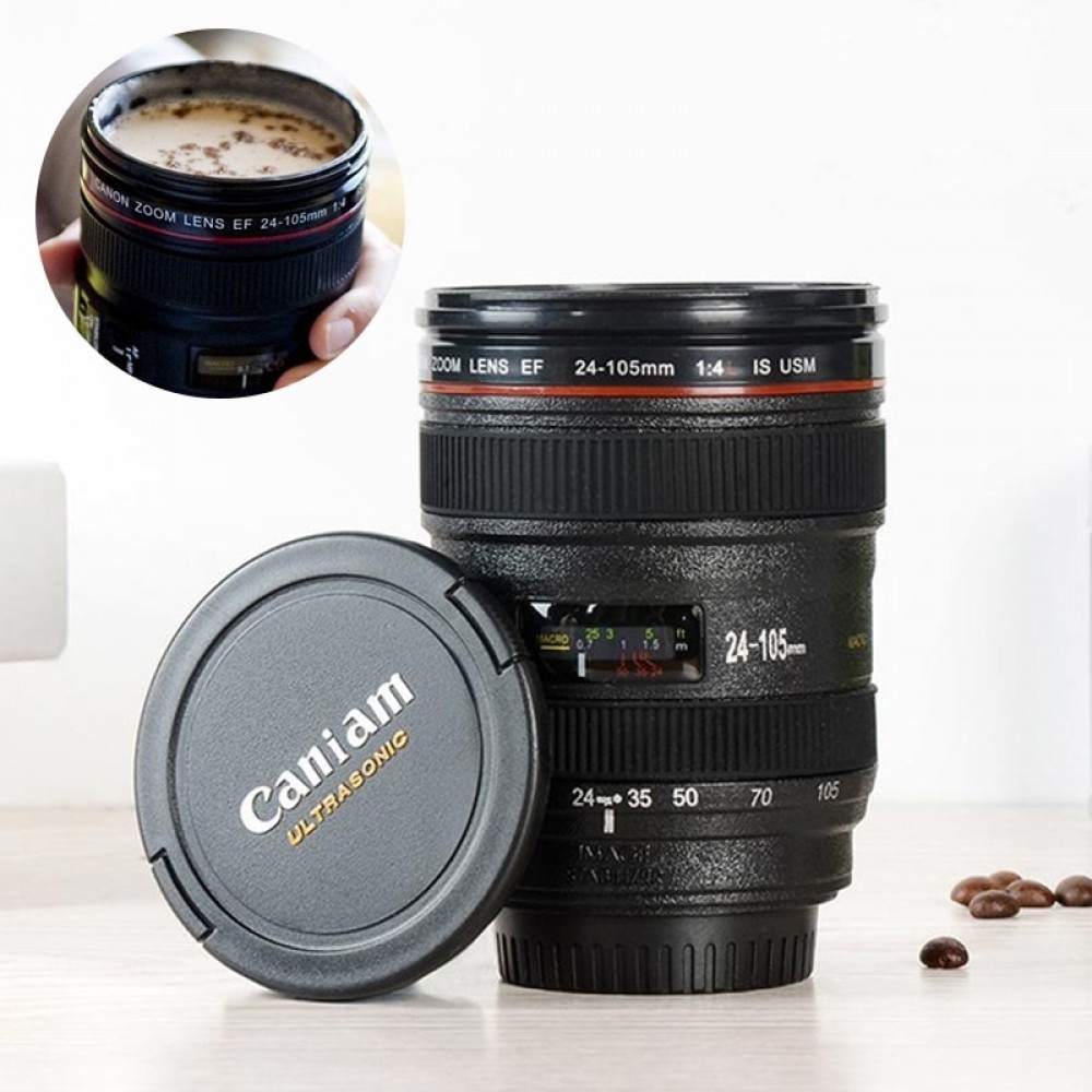 300-400ml Camera Lens Shaped Mug With Lid Vacuum Flasks Coffee Mugs Tea Cup Novelty Gifts Caneca Drinkware Travel Hiking
