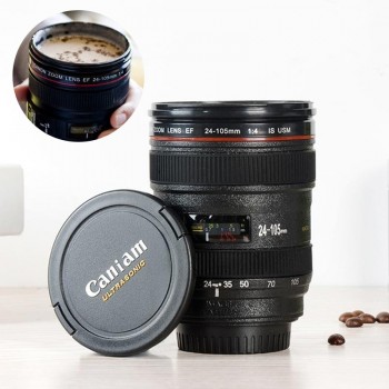 300-400ml Camera Lens Shaped Mug With Lid Vacuum Flasks Coffee Mugs Tea Cup Novelty Gifts Caneca Drinkware Travel Hiking