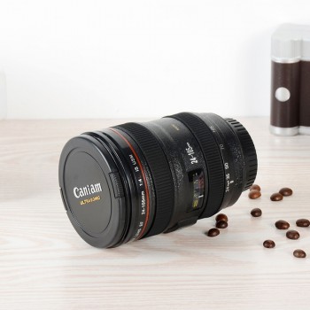 300-400ml Camera Lens Shaped Mug With Lid Vacuum Flasks Coffee Mugs Tea Cup Novelty Gifts Caneca Drinkware Travel Hiking