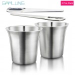 GAMLUNG Pixie Nespresso Espresso Stainless Steel coffee cup coffee cup lungo coffee mug 2 pcs pack with 1 Stirrer 170ml